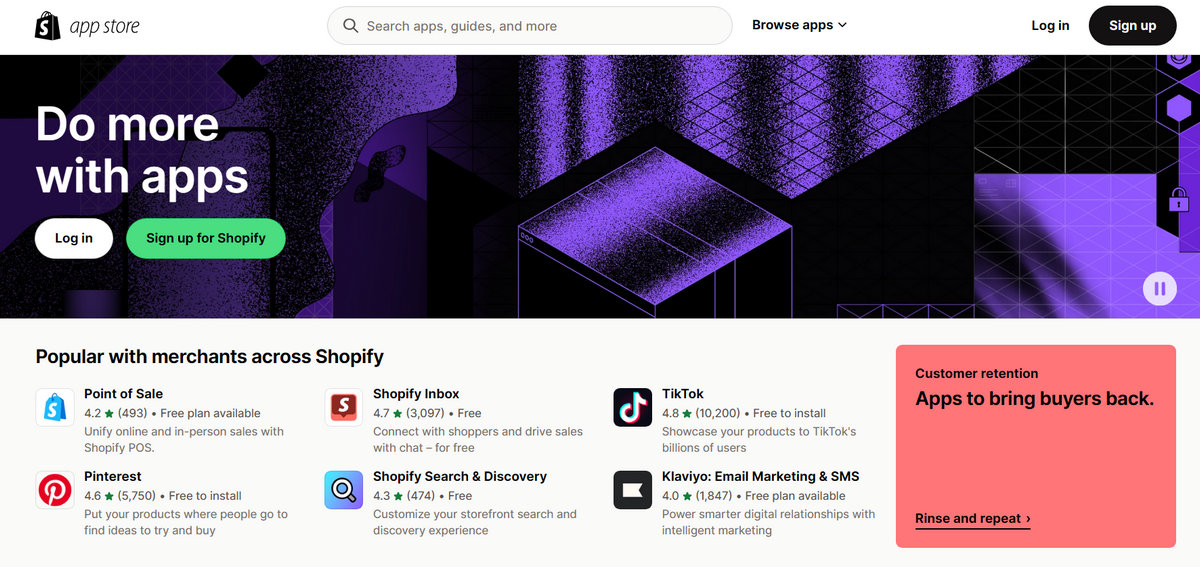Shopify apps store